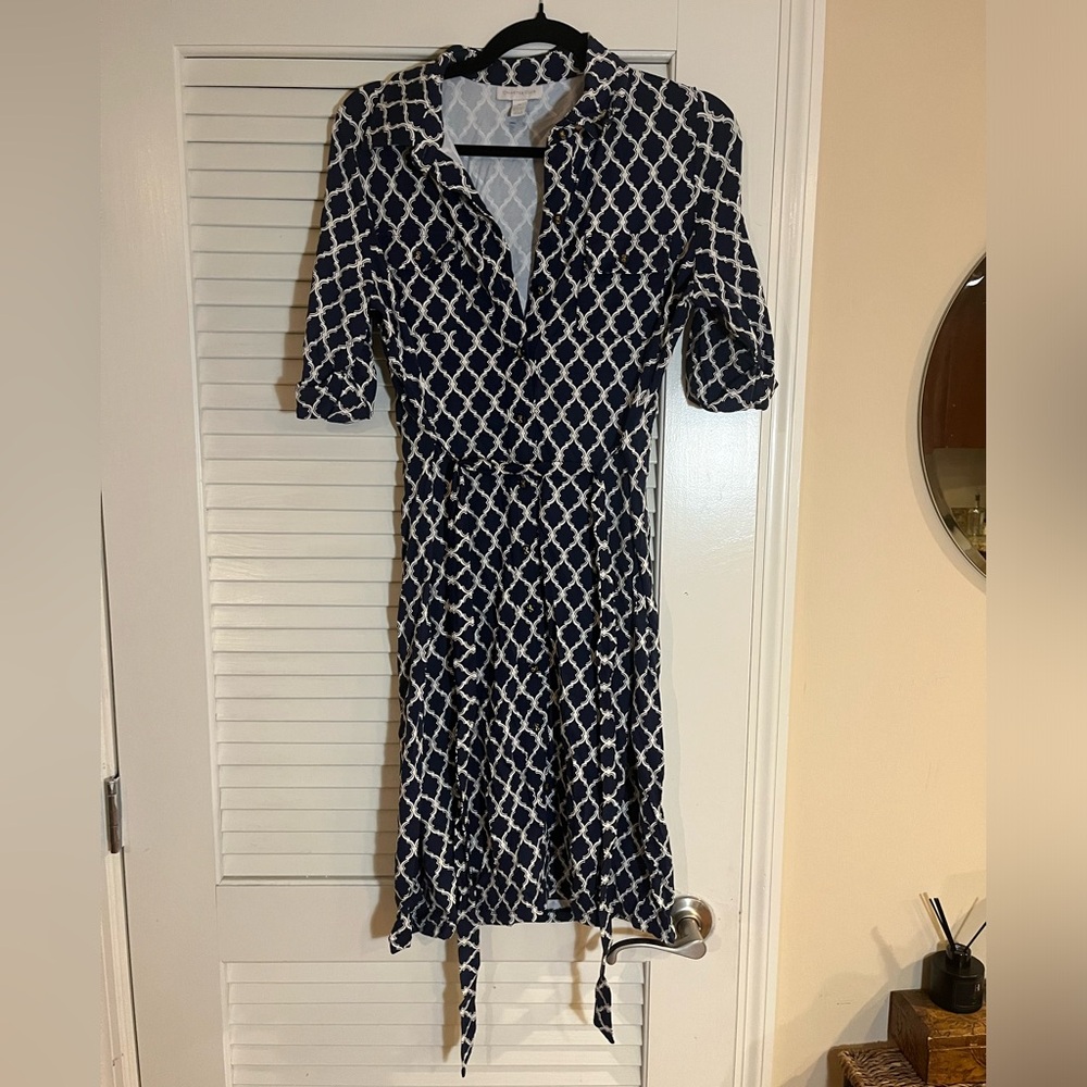 Charter Club Dress Navy Pattern